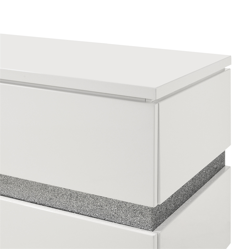 Pemberly Row Paradox 6-Drawer Dresser with White Gloss Laminate Finish