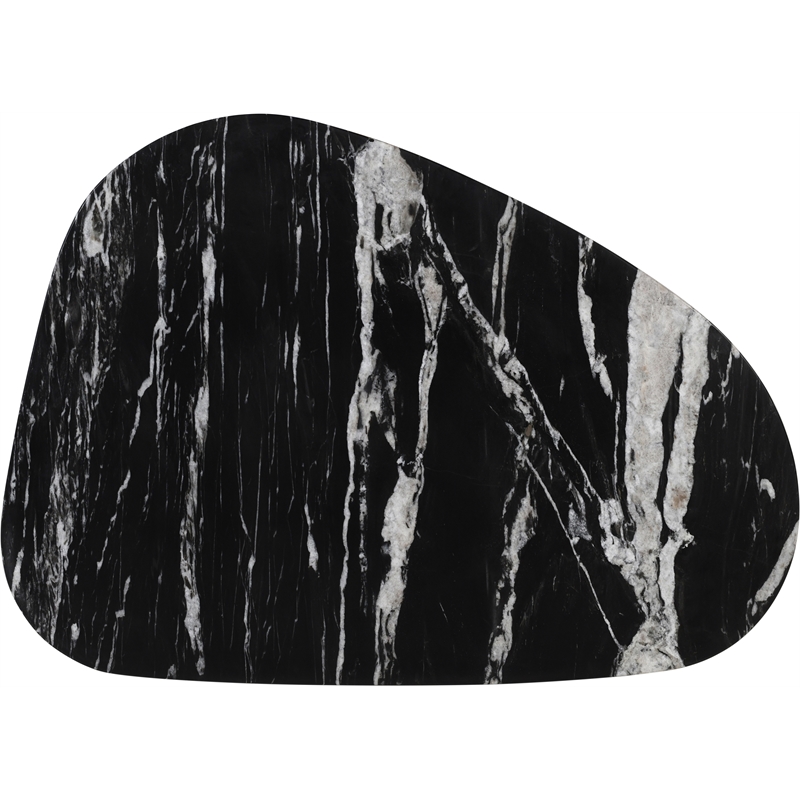 Pemberly Row Black Genuine Marble Coffee Table with Geometric Design