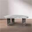 Pemberly Row Brown Genuine Marble Coffee Table with Art Deco Design