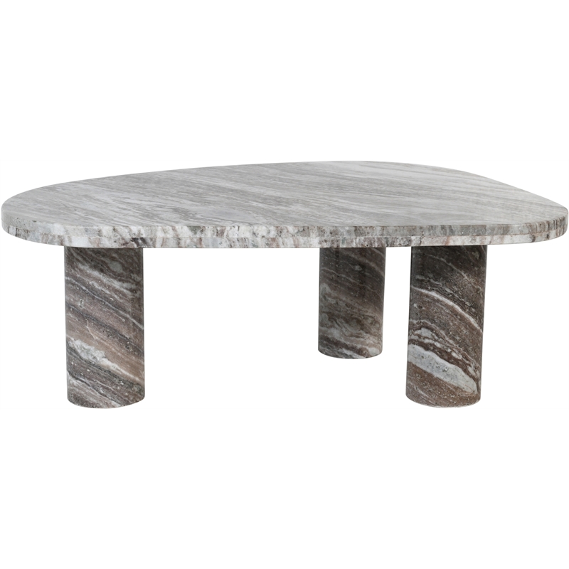 Pemberly Row Brown Genuine Marble Coffee Table with Art Deco Design