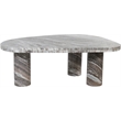 Pemberly Row Brown Genuine Marble Coffee Table with Art Deco Design