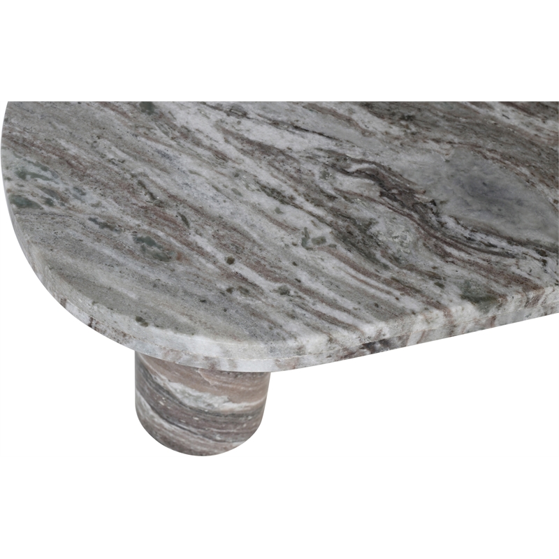 Pemberly Row Brown Genuine Marble Coffee Table with Art Deco Design