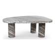 Pemberly Row Brown Genuine Marble Coffee Table with Art Deco Design