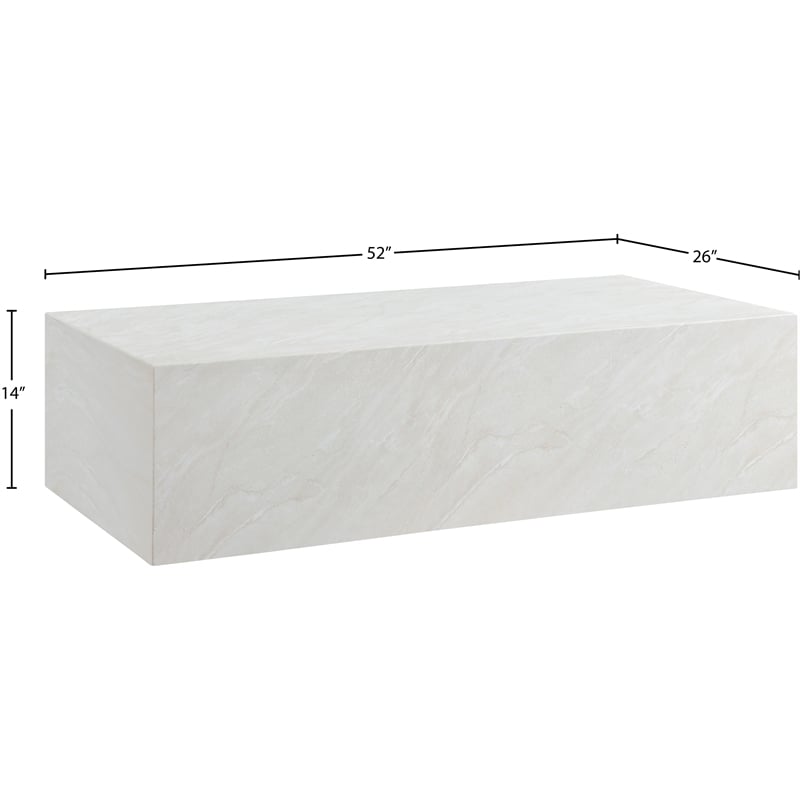 Pemberly Row Off White Concrete Coffee Table for Indoor/Outdoor Use