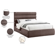 Pemberly Row Brown Linen Textured Fabric Queen Bed with Adjustable Headboard