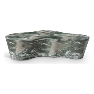 Pemberly Row Concrete Coffee Table with Green Marble Finish for Indoor/Outdoor