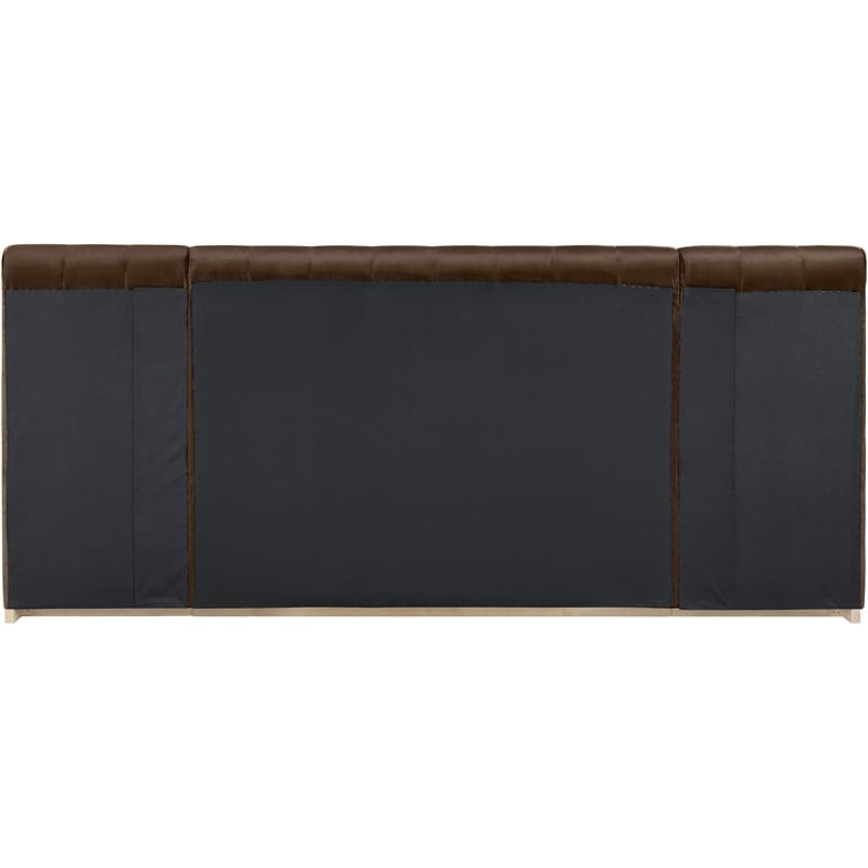 Pemberly Row Velvet Upholstered Queen Bed in Brown with Wood Base