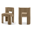 Pemberly Row Beige Velvet Performance Fabric Dining Chair Set of 2