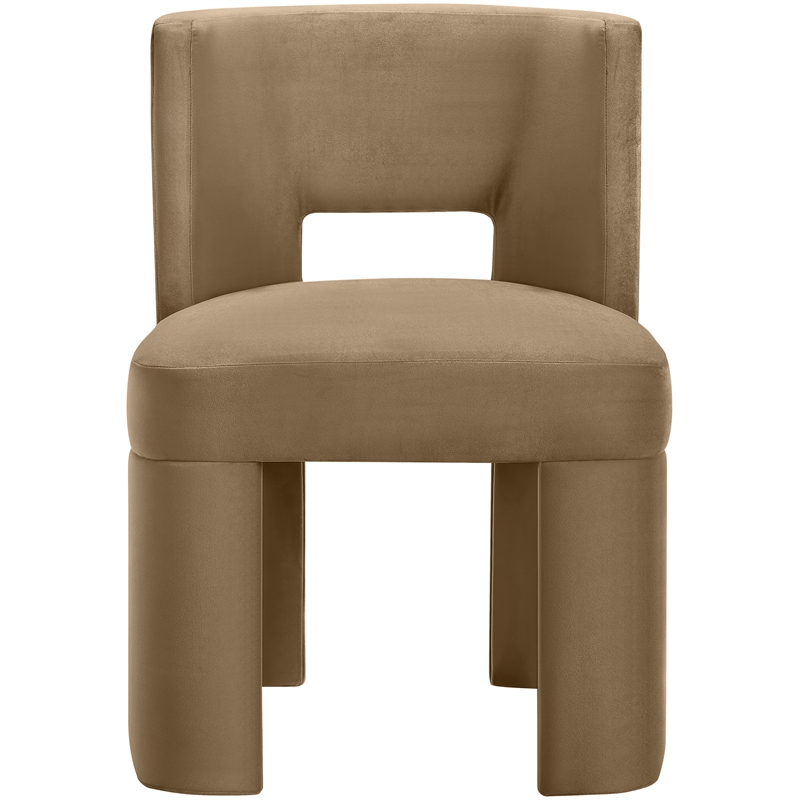 Pemberly Row Beige Velvet Performance Fabric Dining Chair Set of 2