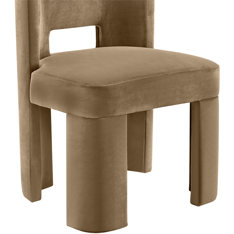 Pemberly Row Beige Velvet Performance Fabric Dining Chair Set of 2