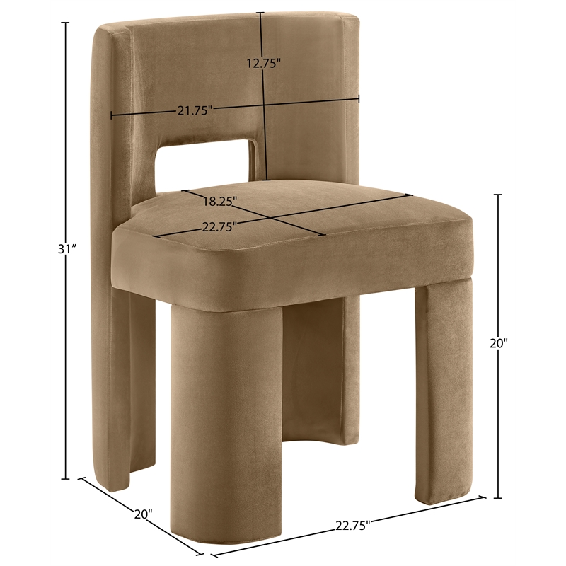Pemberly Row Beige Velvet Performance Fabric Dining Chair Set of 2