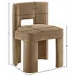 Pemberly Row Beige Velvet Performance Fabric Dining Chair Set of 2