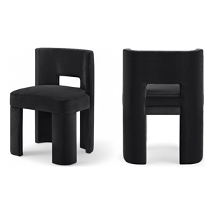 Pemberly Row Black Velvet Performance Fabric Dining Chair Set of 2