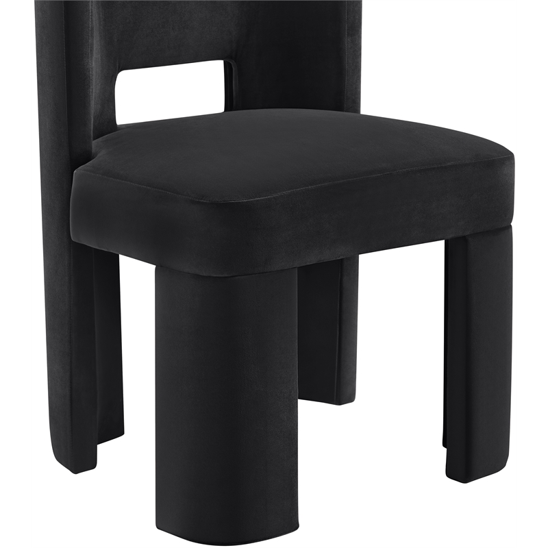 Pemberly Row Black Velvet Performance Fabric Dining Chair Set of 2