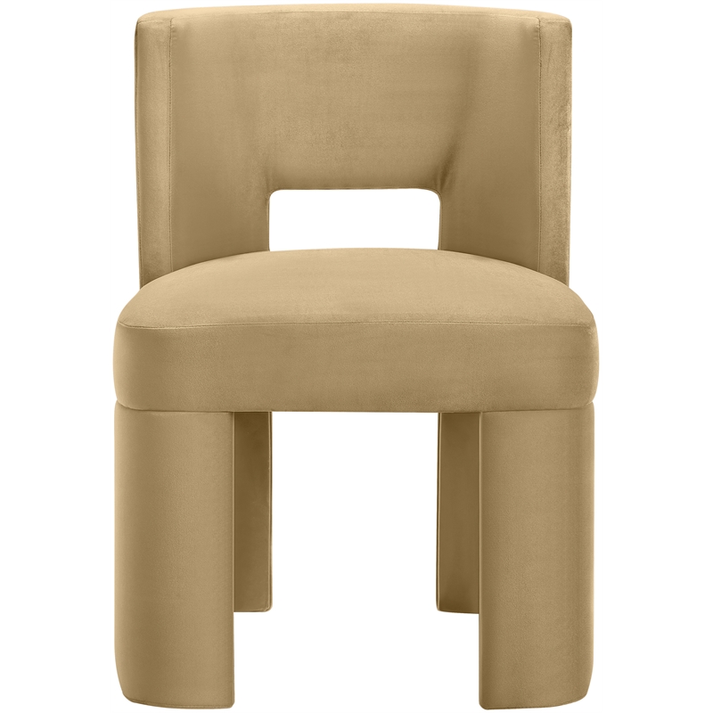 Pemberly Row Camel Velvet Dining Chair Set of 2 with Solid Wood Frame