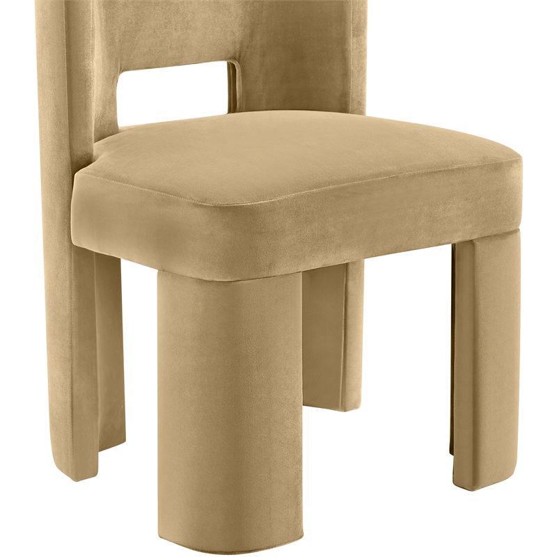 Pemberly Row Camel Velvet Dining Chair Set of 2 with Solid Wood Frame