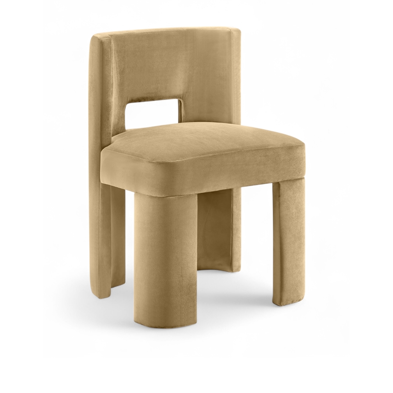 Pemberly Row Camel Velvet Dining Chair Set of 2 with Solid Wood Frame