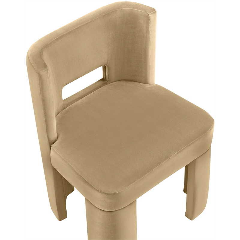 Pemberly Row Camel Velvet Dining Chair Set of 2 with Solid Wood Frame