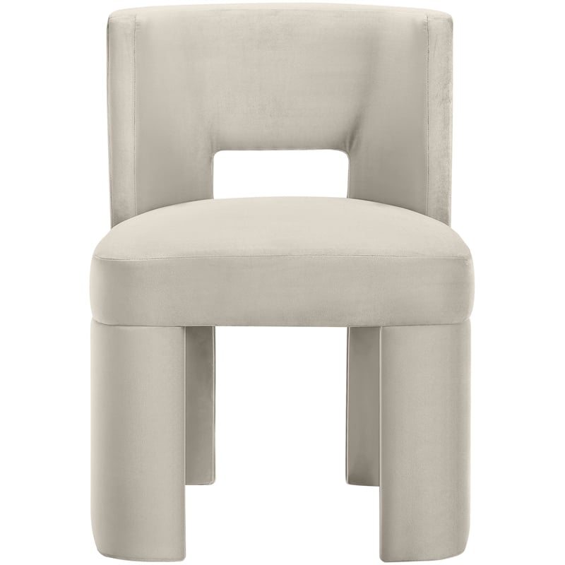 Pemberly Row Cream Velvet Dining Chair Set of 2 with Solid Wood Frame