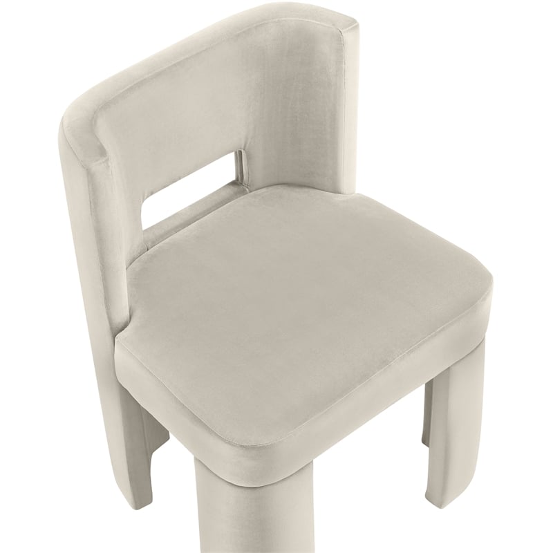 Pemberly Row Cream Velvet Dining Chair Set of 2 with Solid Wood Frame