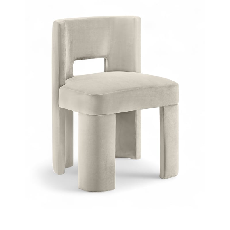 Pemberly Row Cream Velvet Dining Chair Set of 2 with Solid Wood Frame