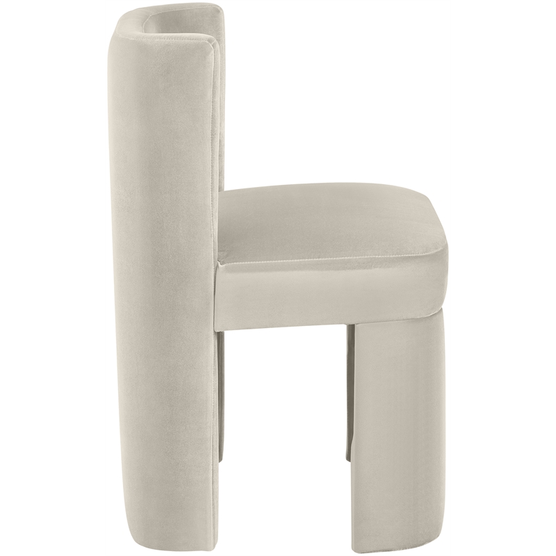 Pemberly Row Cream Velvet Dining Chair Set of 2 with Solid Wood Frame
