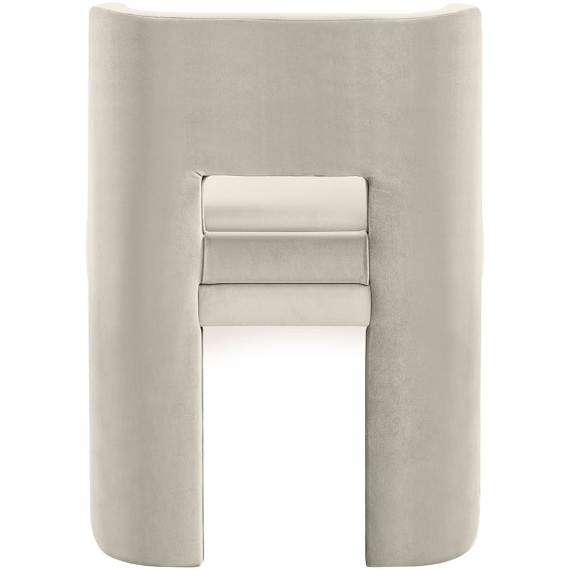 Pemberly Row Cream Velvet Dining Chair Set of 2 with Solid Wood Frame