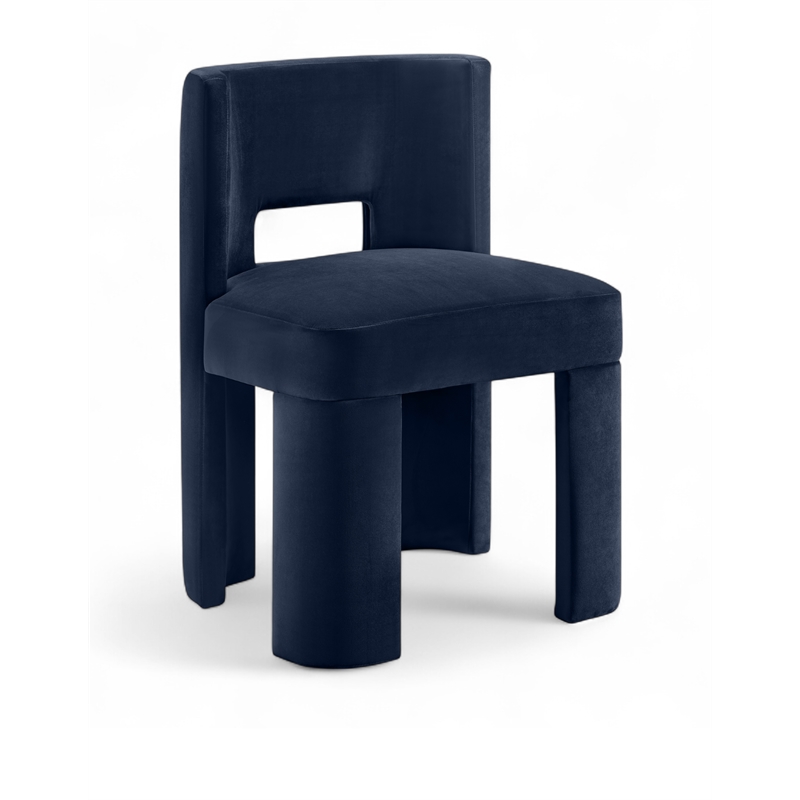 Pemberly Row Navy Velvet Dining Chair Set of 2 with Solid Wood Frame