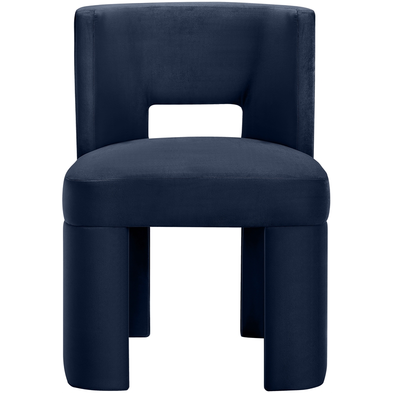 Pemberly Row Navy Velvet Dining Chair Set of 2 with Solid Wood Frame