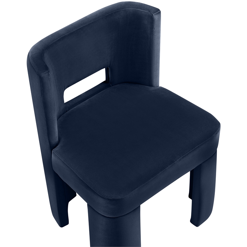 Pemberly Row Navy Velvet Dining Chair Set of 2 with Solid Wood Frame