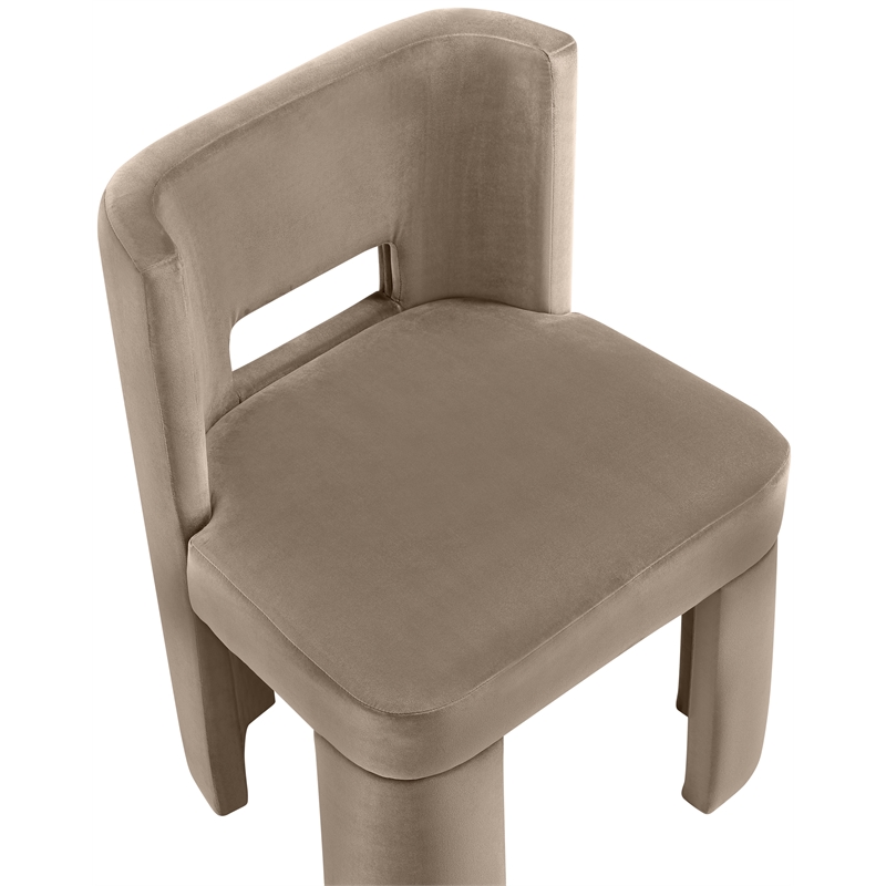 Pemberly Row Taupe Velvet Dining Chair Set of 2 with Solid Wood Frame