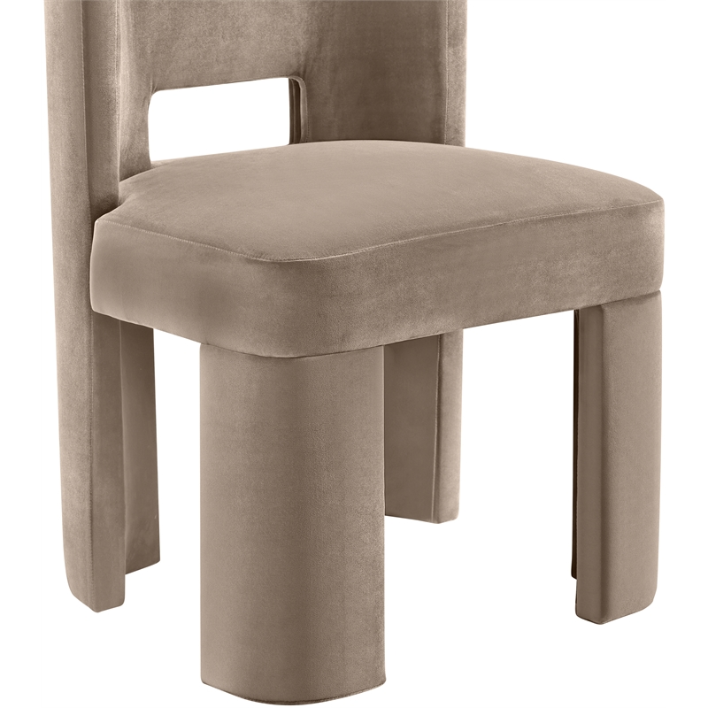 Pemberly Row Taupe Velvet Dining Chair Set of 2 with Solid Wood Frame