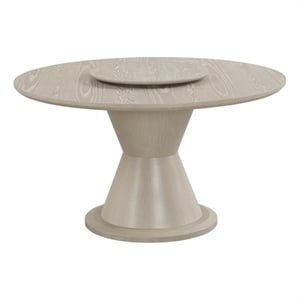 Pemberly Row Round Dining Table with Lazy Susan in Taupe Wood Finish