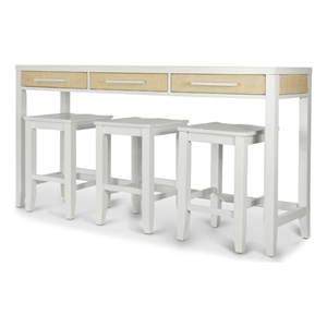 Pemberly Row 3-Drawer Console Table with Stools in White