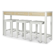 Pemberly Row 3-Drawer Console Table with Stools in White