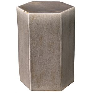 Pemberly Row Ceramic Side Table with Geometric Design in Gray