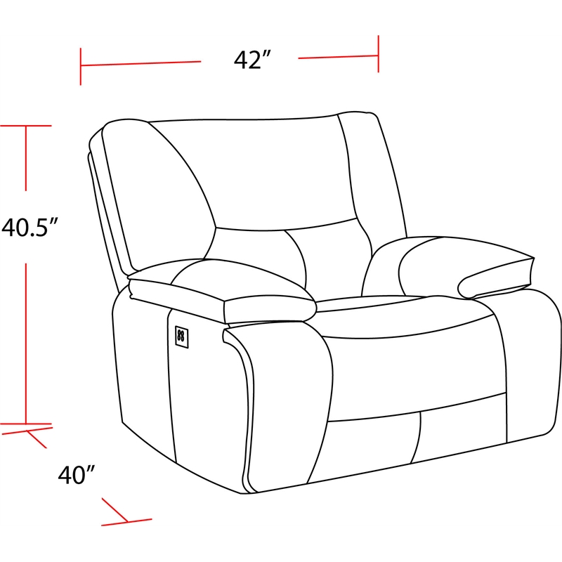 Pemberly Row Fabric Power Recliner with USB Charging in Black Textile