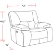 Pemberly Row Fabric Power Recliner with USB Charging in Black Textile
