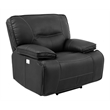 Pemberly Row Fabric Power Recliner with USB Charging in Black Textile