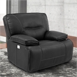 Pemberly Row Fabric Power Recliner with USB Charging in Black Textile