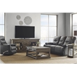 Pemberly Row Fabric Power Recliner with USB Charging in Black Textile