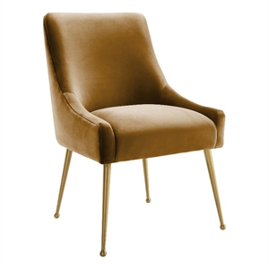 Pemberly Row Velvet Side Chair in Cognac Orange with Gold Accents