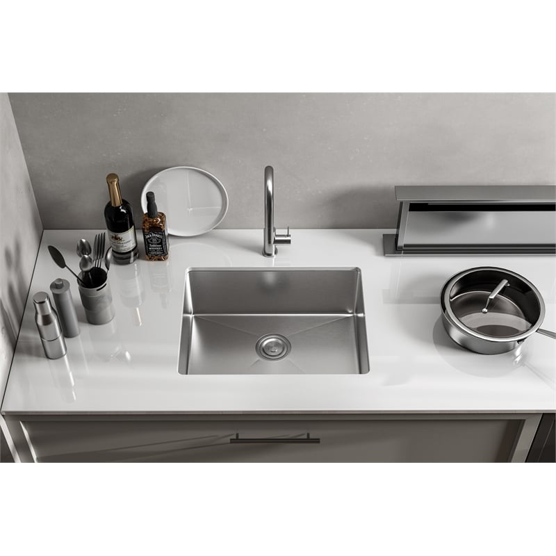 Pemberly Row 18x23 in Stainless Steel Rectangular Kitchen Sink Silver