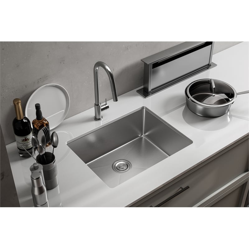 Pemberly Row 18x23 in Stainless Steel Rectangular Kitchen Sink Silver