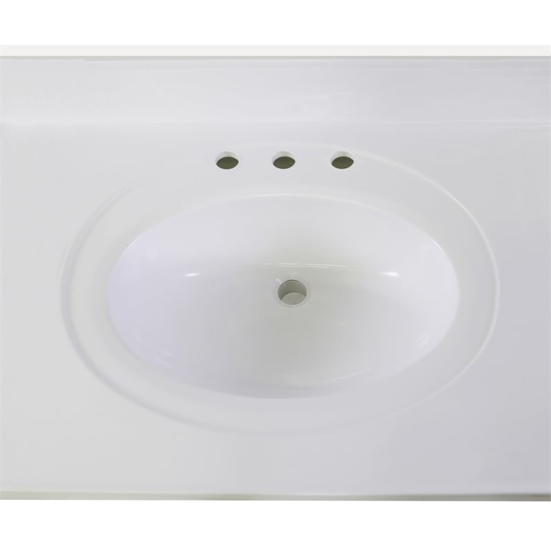 Pemberly Row 31-Inch Bathroom Vanity with Marble Top in White Finish