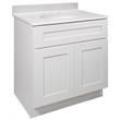 Pemberly Row 31-Inch Bathroom Vanity with Marble Top in White Finish