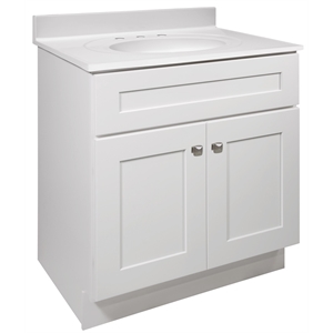 Pemberly Row 31-Inch Bathroom Vanity with Marble Top in White Finish