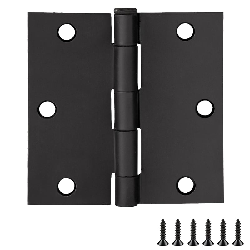 Pemberly Row 3-Pack 3.5 in Square Corner Steel Door Hinges in Black
