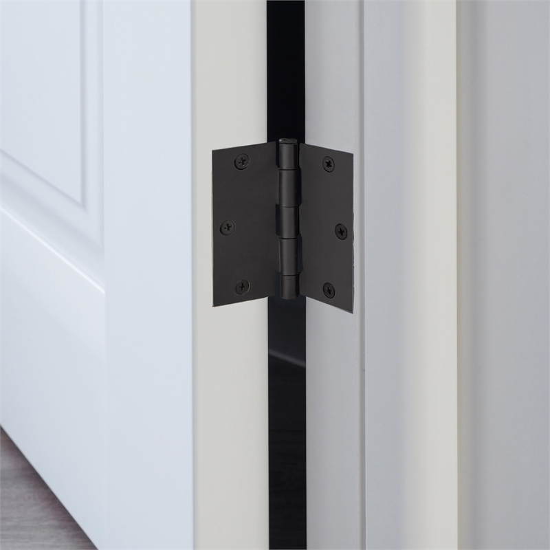 Pemberly Row 3-Pack 3.5 in Square Corner Steel Door Hinges in Black
