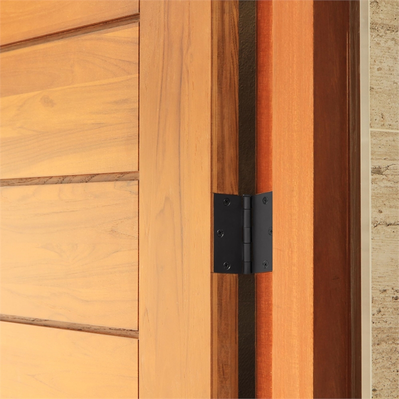 Pemberly Row 3-Pack 3.5 in Square Corner Steel Door Hinges in Black